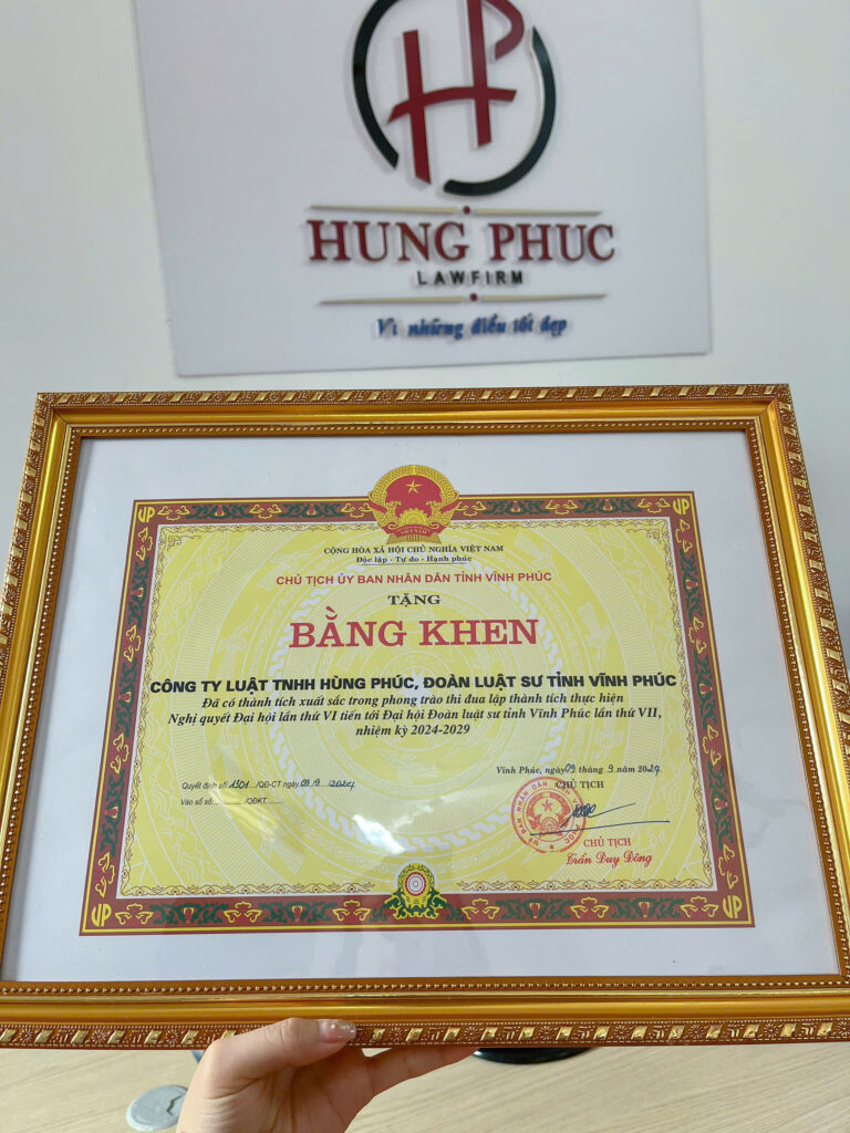 Bằng khen của Chủ tịch UBND tỉnh Vĩnh Phúc